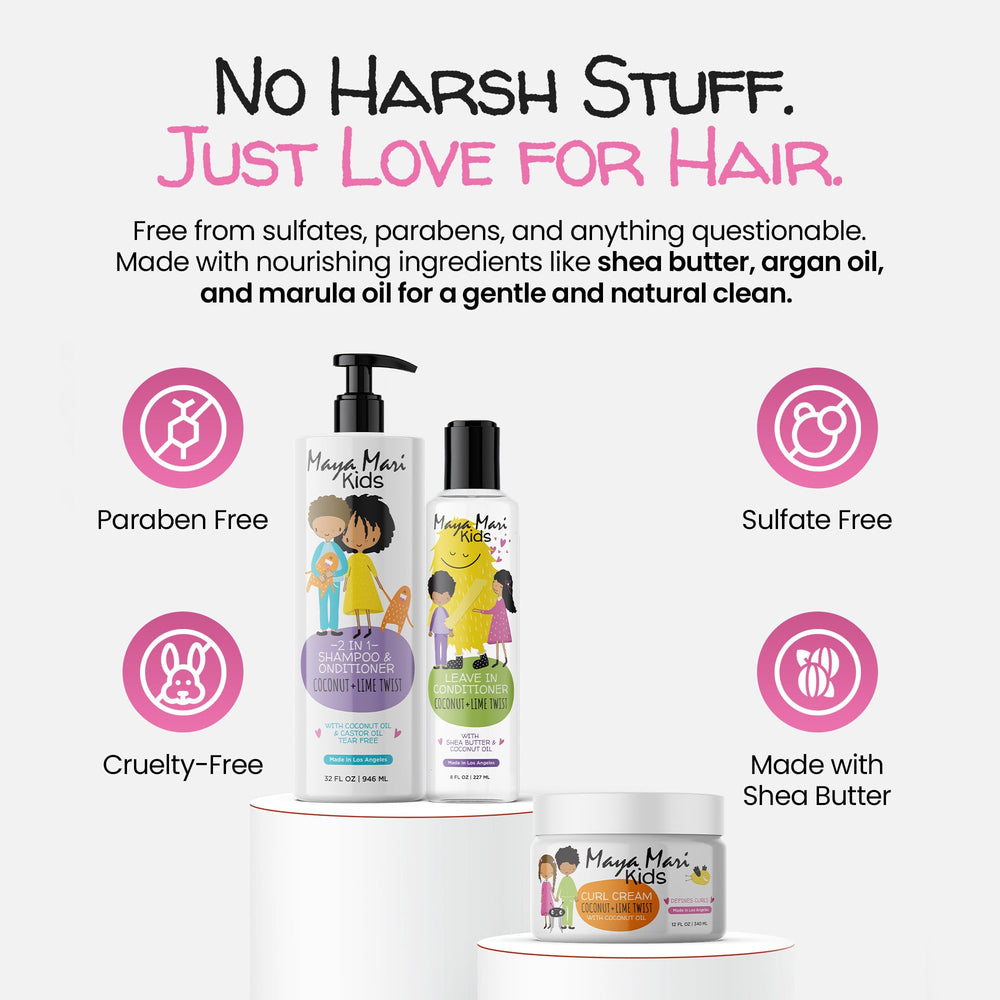 MAYA MARI kids hair care routine visual for gentle, effective care