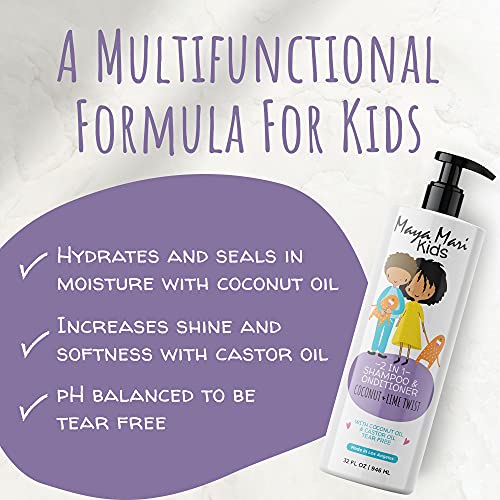 Maya Mari Kids lime coconut castor oil shampoo shows nourishing care.