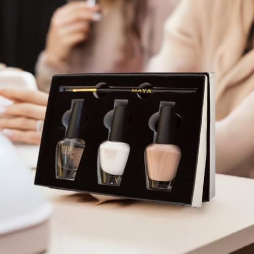 MAYA swatches display color options for French tips.