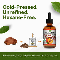 Mayan's Secret apricot oil bottle used for hair care to reduce frizz.