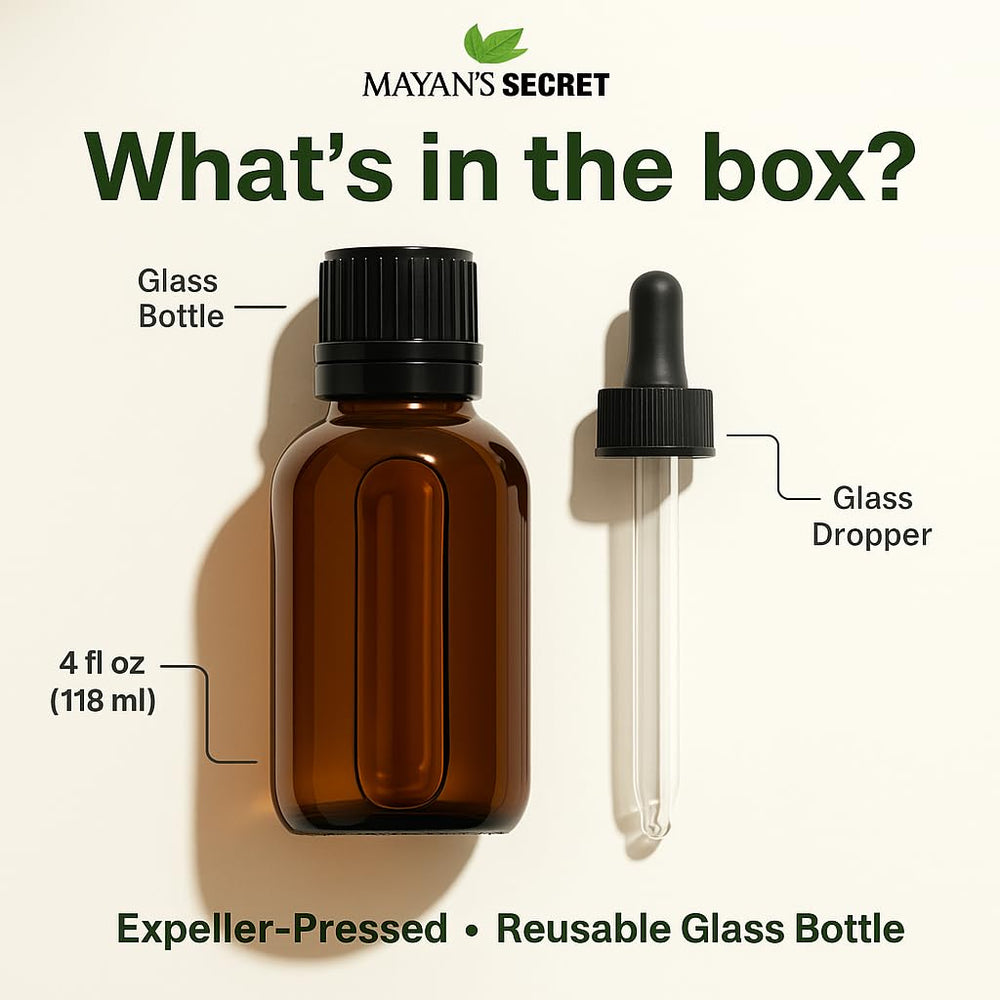 Mayan's Secret Moringa Energy Oil dropper delivering lightweight moisture