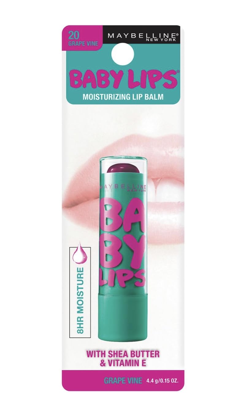 Maybelline Baby Lips SPF 20 Grape Vine stick for hydrated lips and daily protection.
