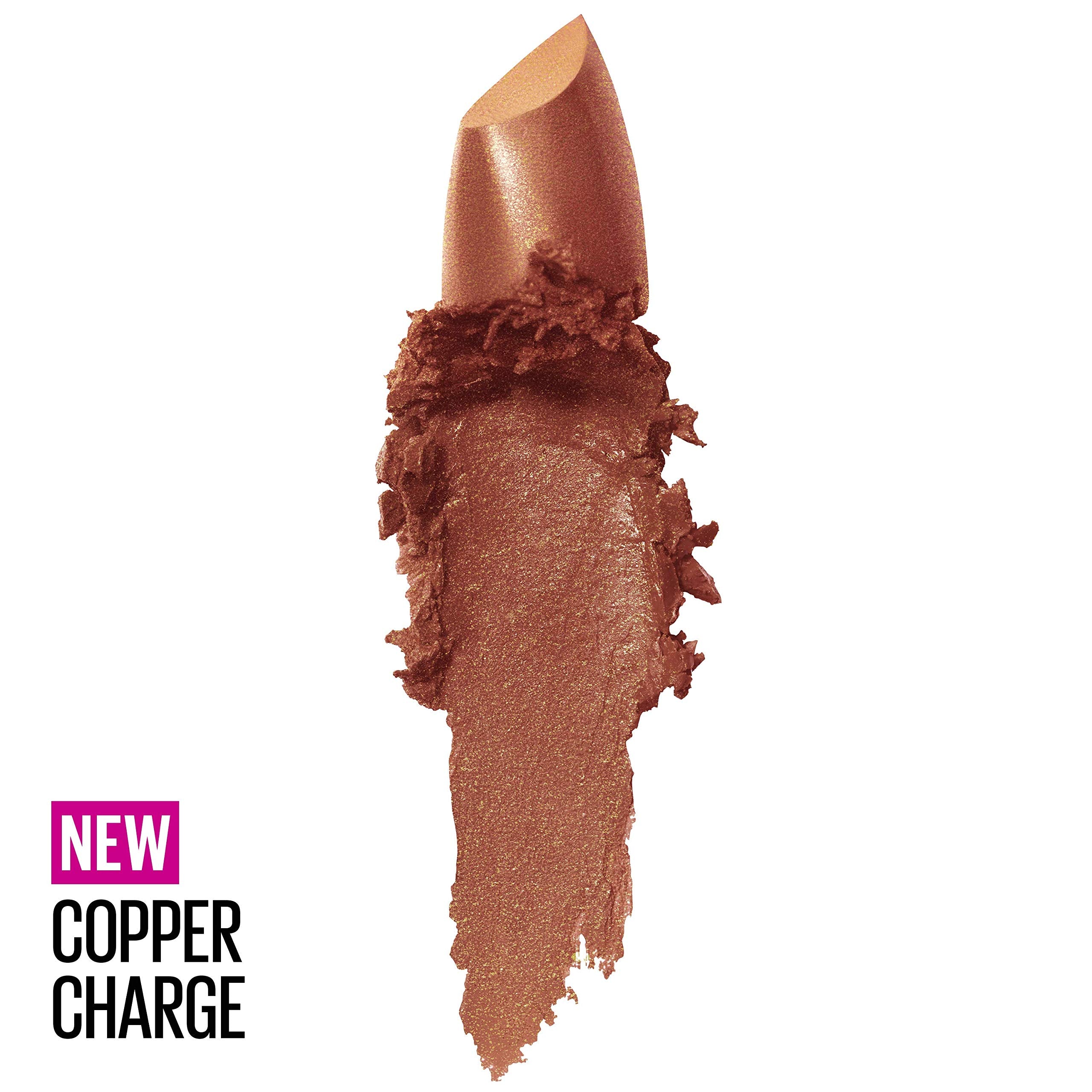 Maybelline Color Sensational pink lipstick on lips for vibrant, creamy wear.