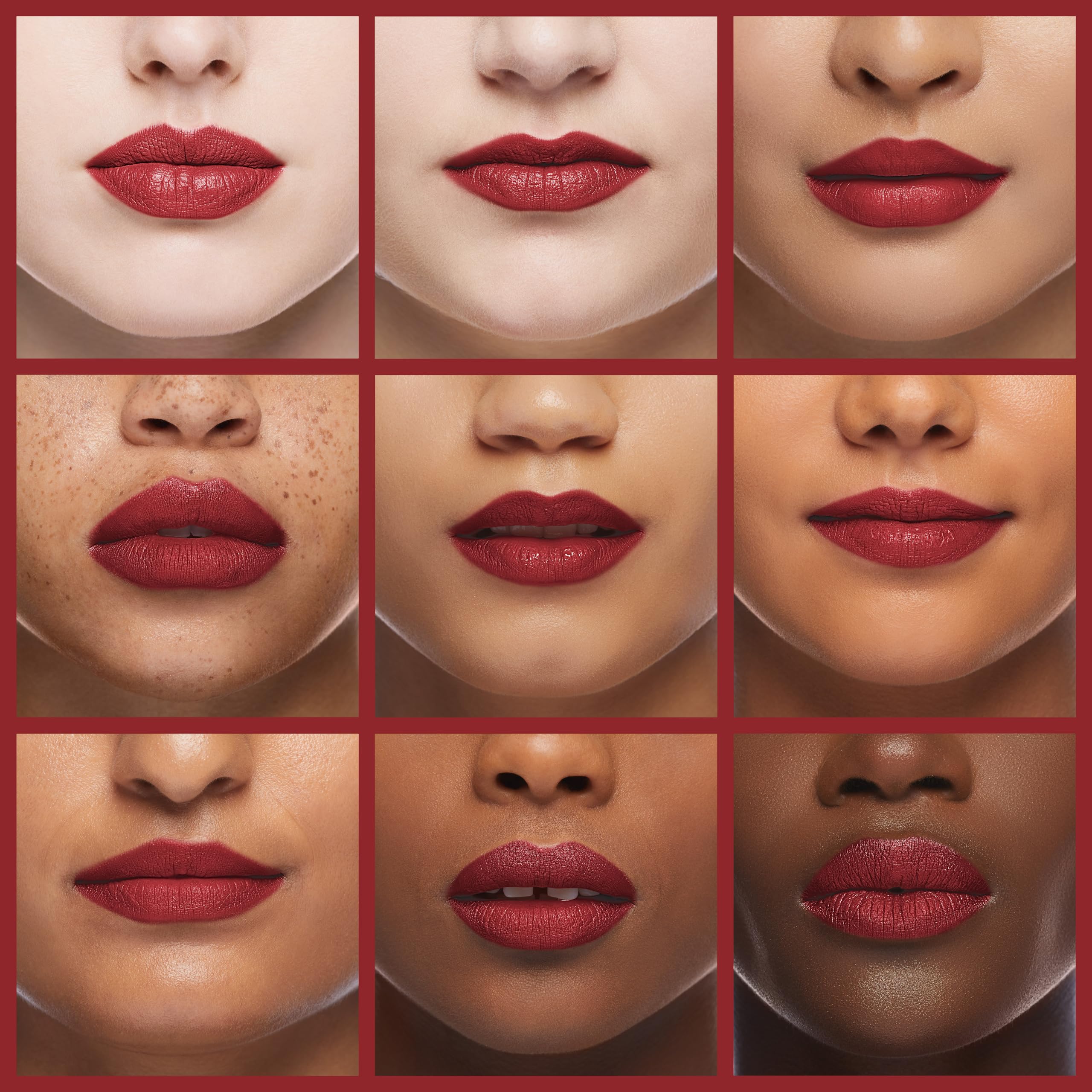 Maybelline red rich ruby shade swatch emphasizing bold, long-lasting pigment