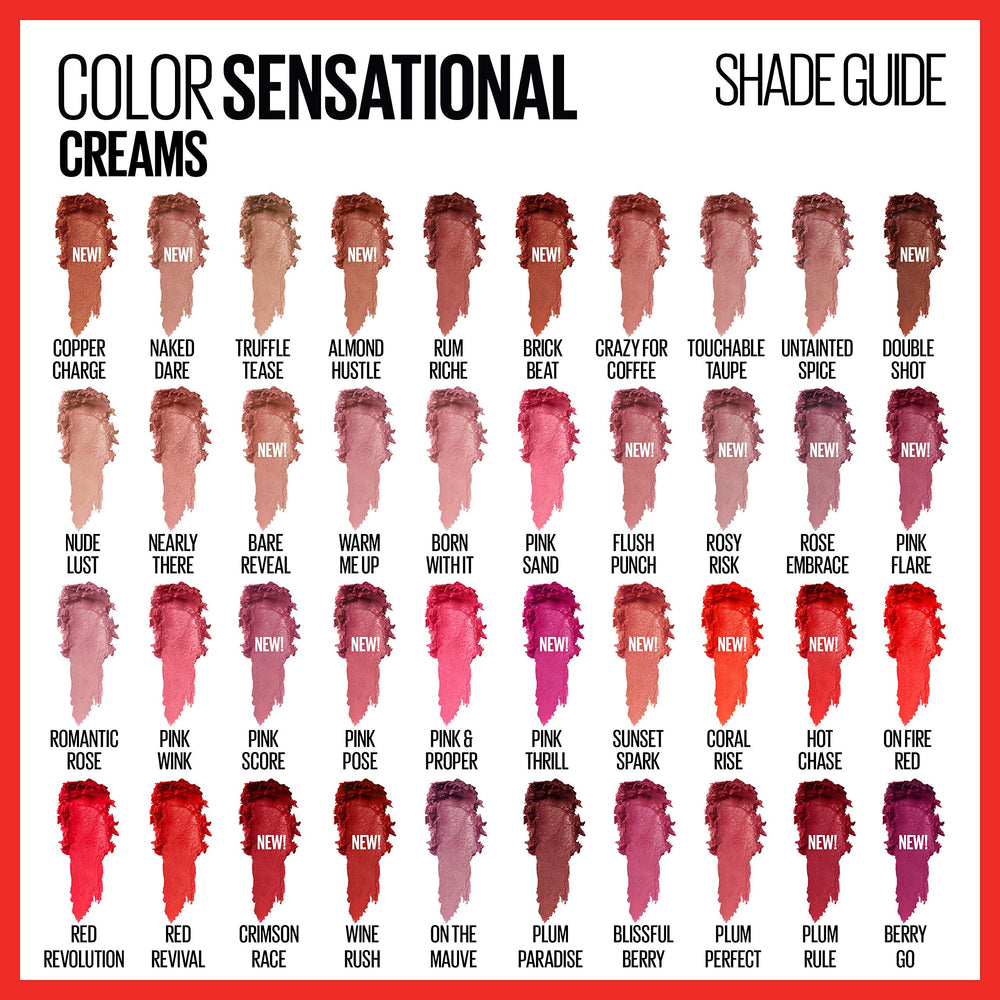 Maybelline Color Sensational red shade swatch for bold color.