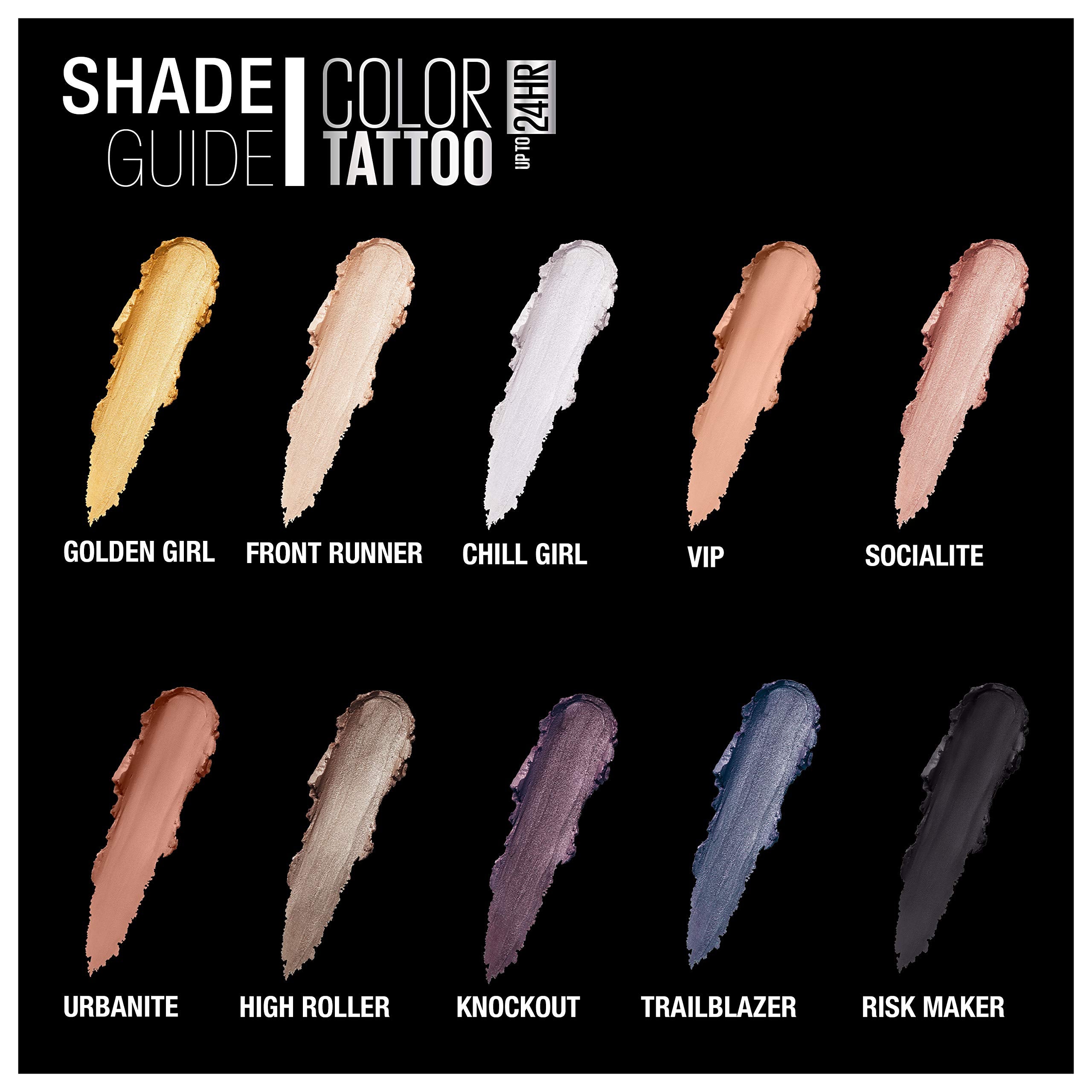 Maybelline Color Tattoo Chill Girl waterproof cream eyeshadow offers lasting color.