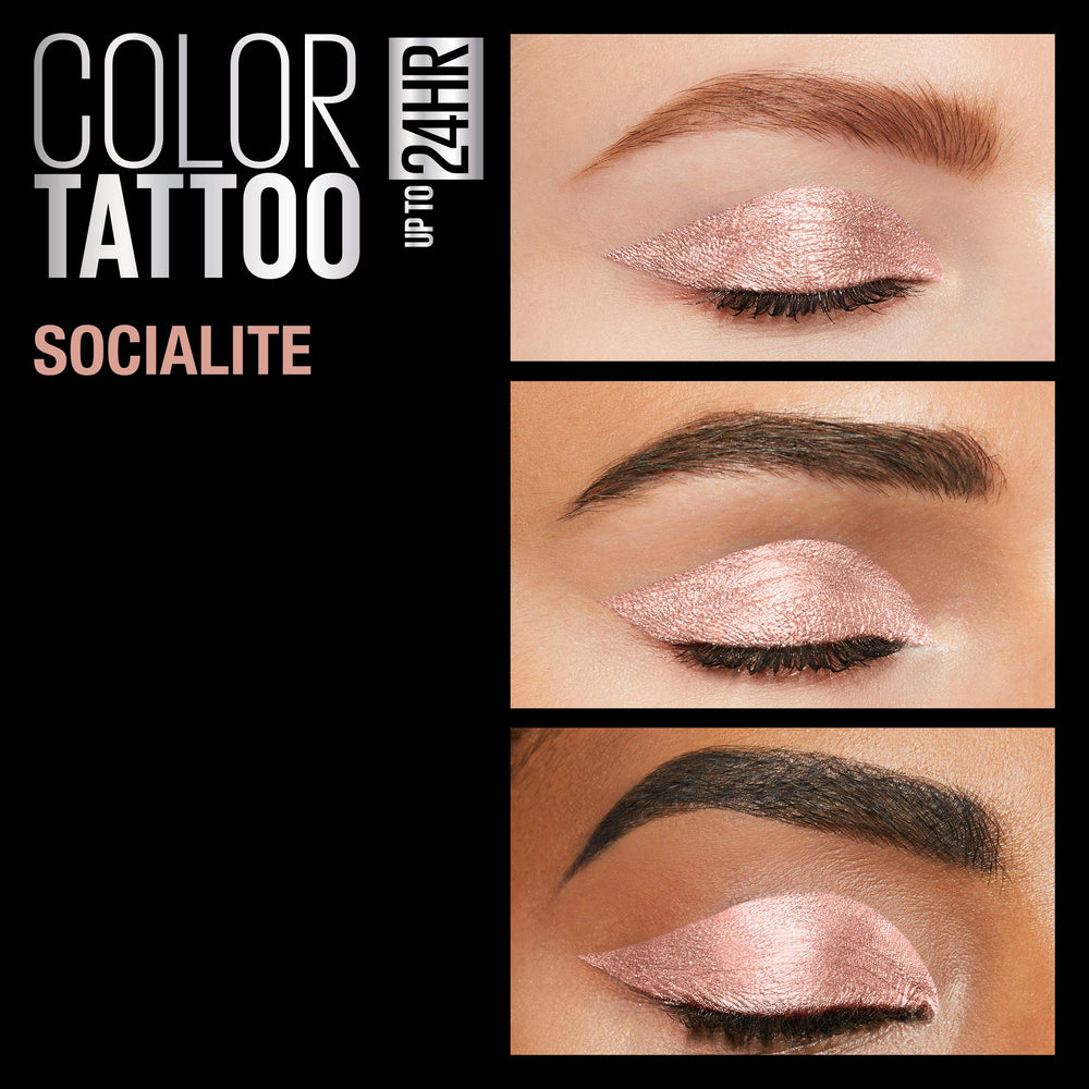 Maybelline Color Tattoo Socialite waterproof formula resists fade all day.