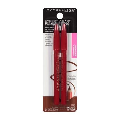Maybelline Expert Eyes Twin Brow Pencil pack image showing three pencils.