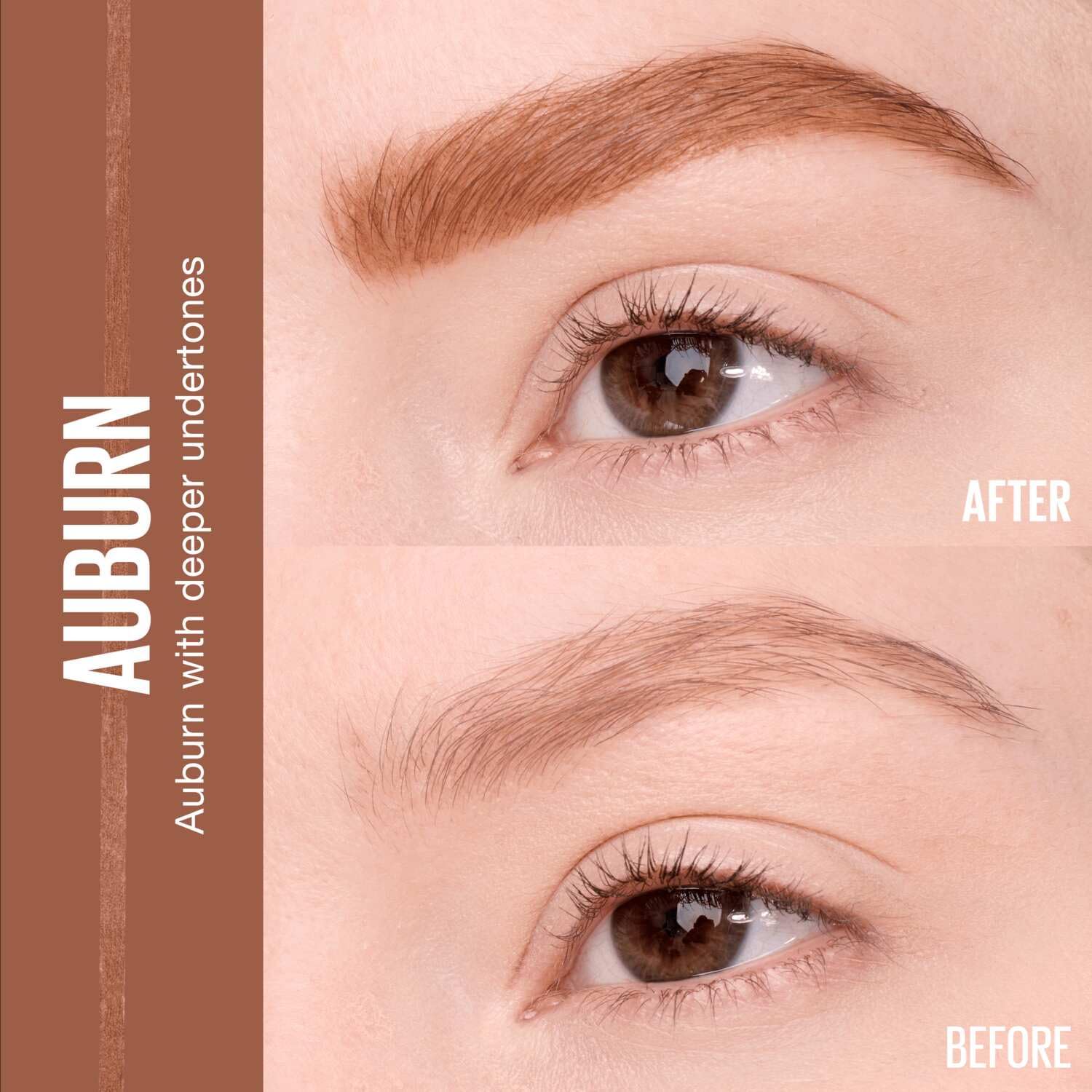 Close-up of hair-like strokes created by the brow pencil.