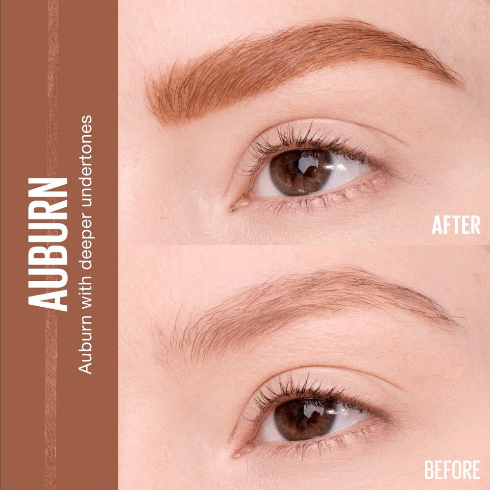 Close-up of hair-like strokes created by the brow pencil.