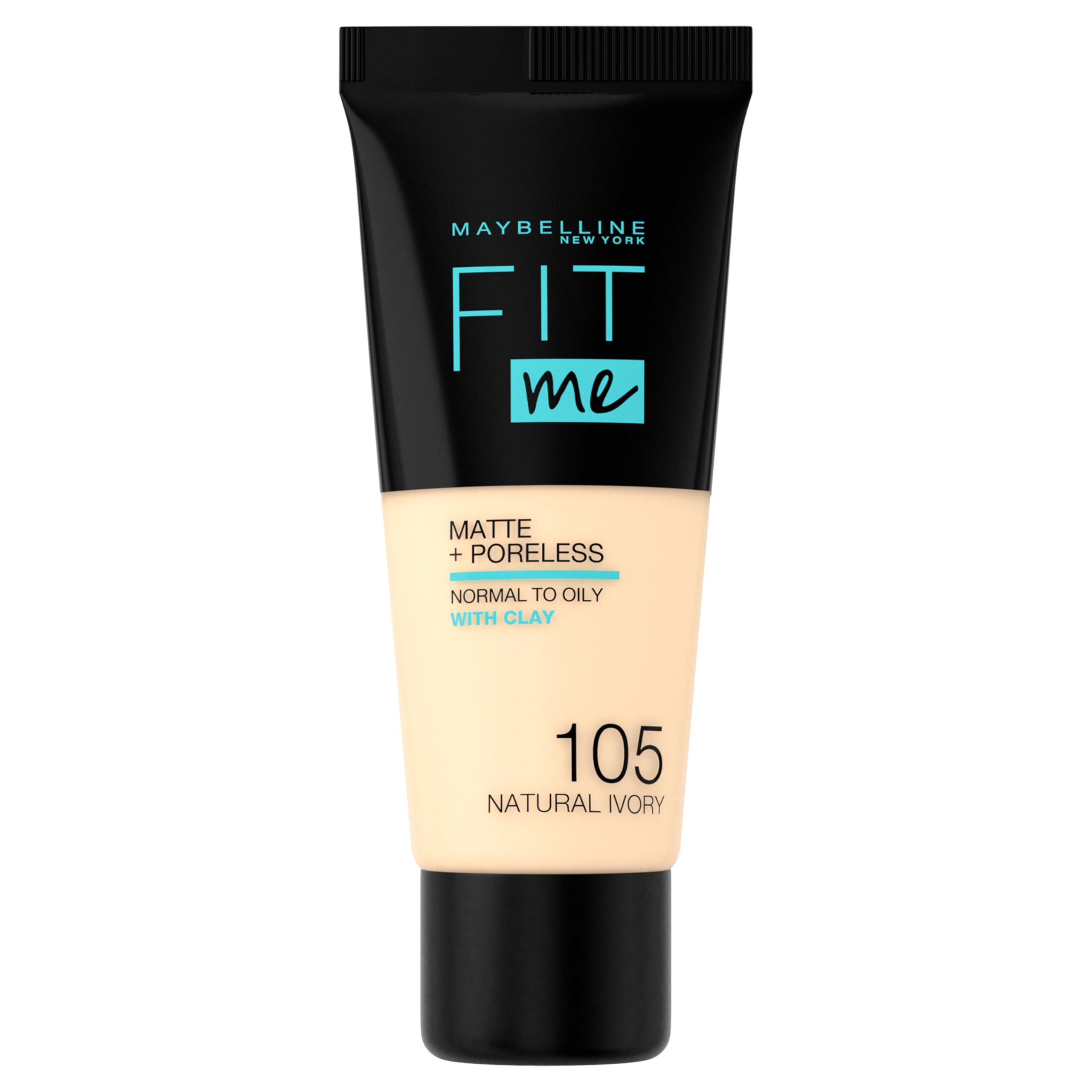 Maybelline Fit Me Foundation 105 Natural Ivory bottle with matte finish for oily skin