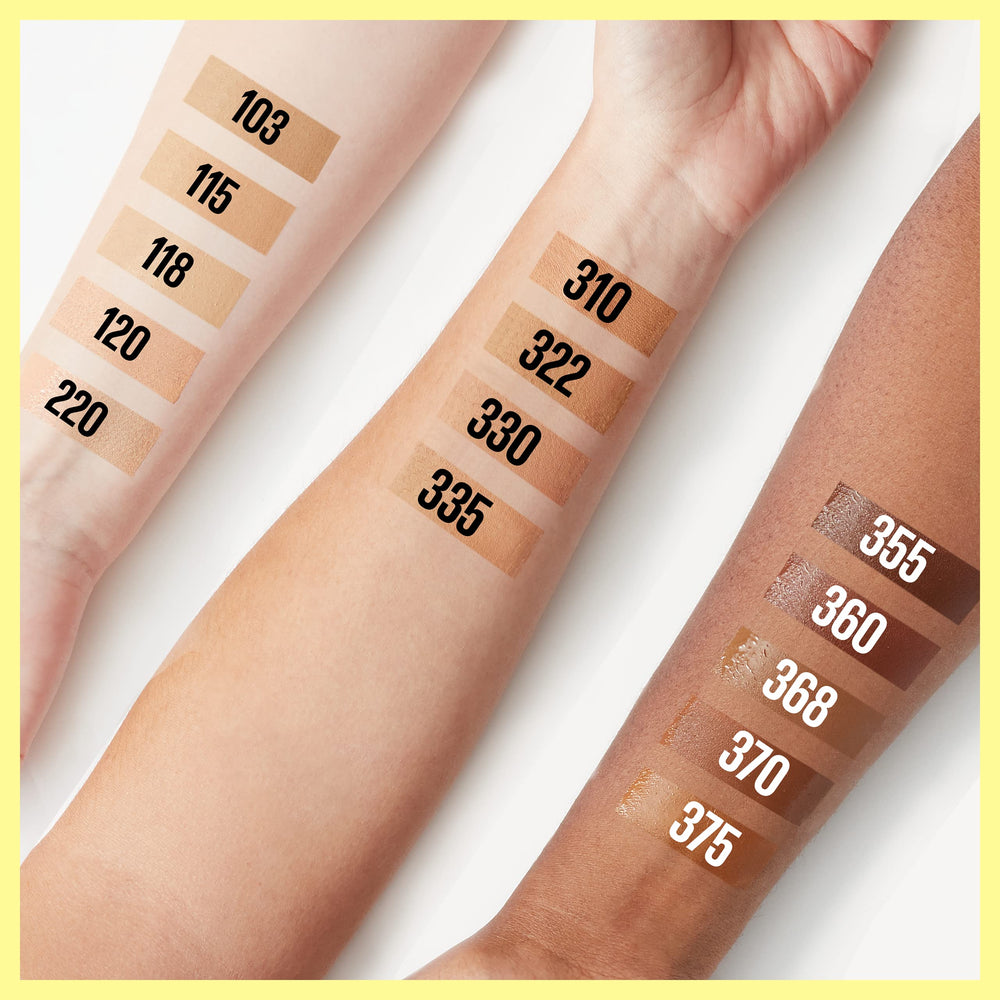 Aloe-infused formula in Maybelline Fit Me tinted moisturizer close-up.