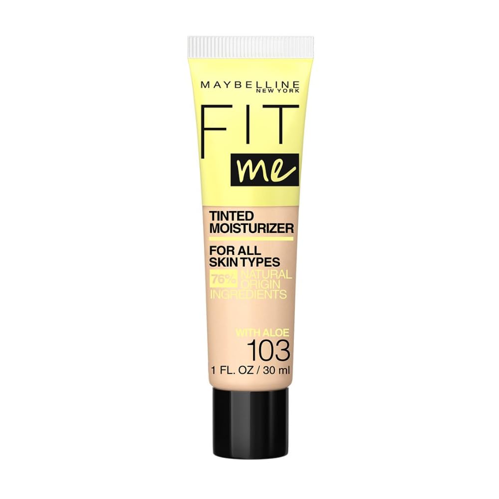 Maybelline Fit Me tinted moisturizer bottle dispense for easy, breathable coverage