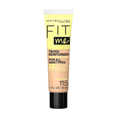 Maybelline Fit Me tinted moisturizer bottle showing natural coverage for a fresh, even skin look.