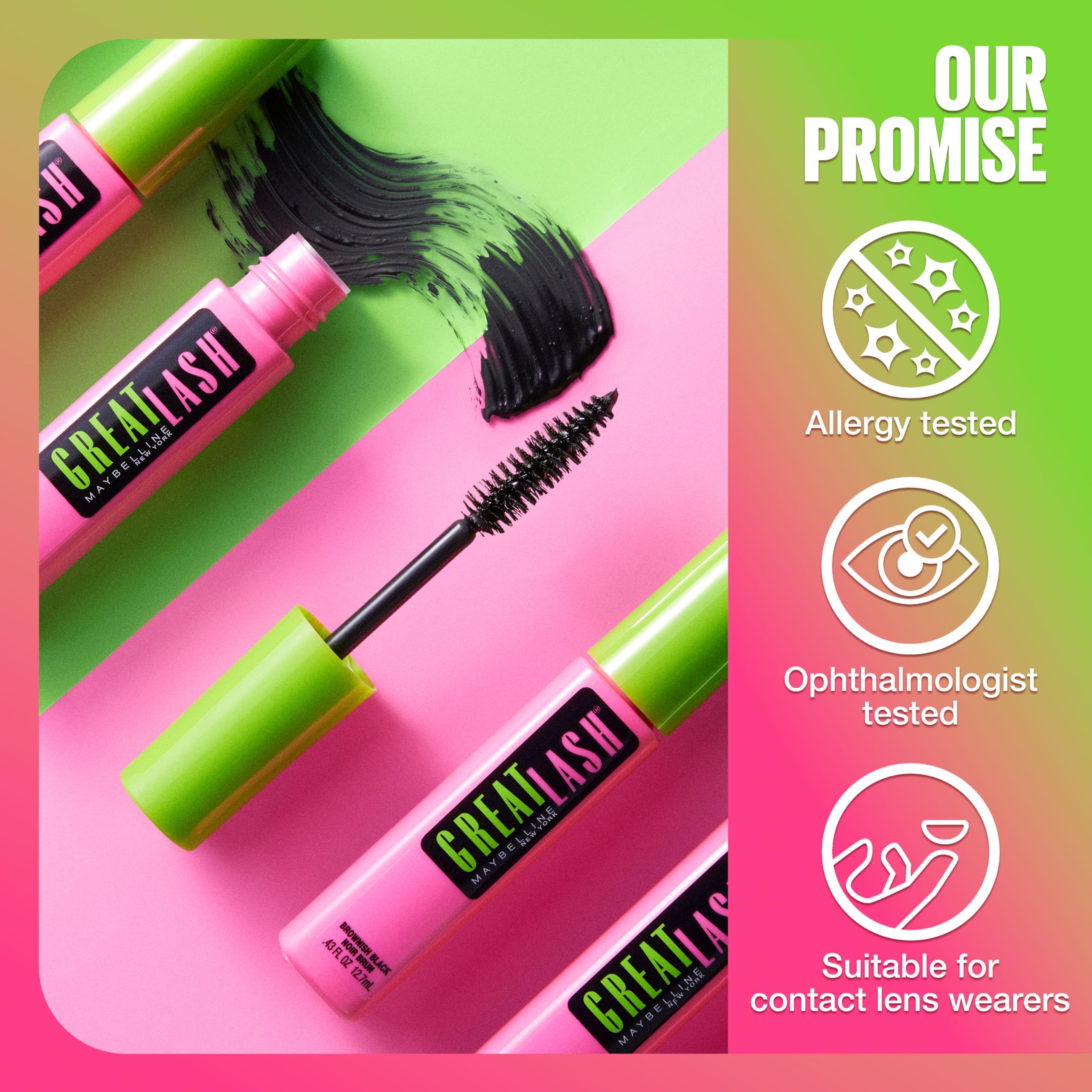 Maybelline Great Lash lashes after application showing volume and definition.
