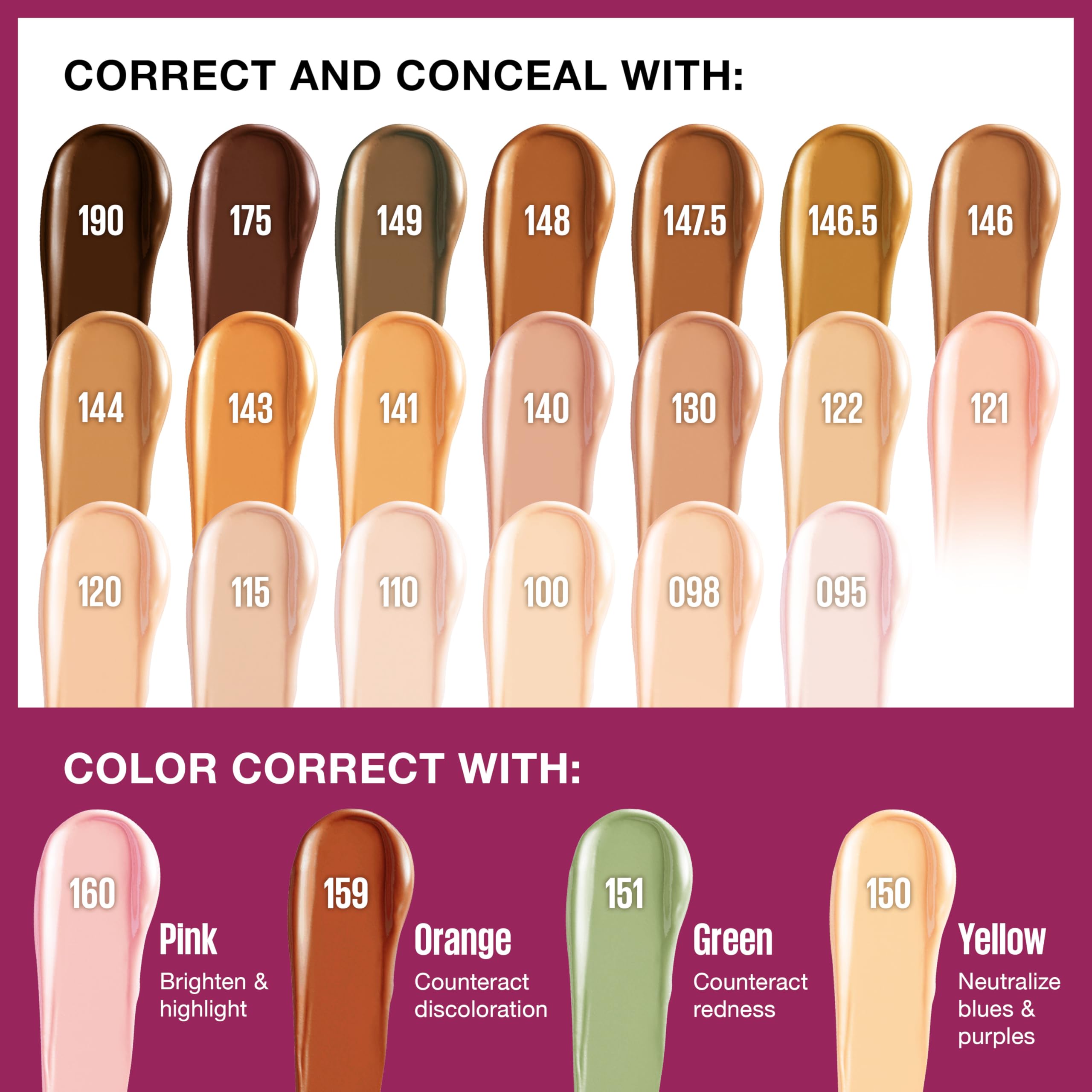 Maybelline Instant Age Rewind shades eighteen provide broad skin-tone coverage.