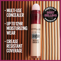 Applying Maybelline Instant Age Rewind under-eye concealer for a refreshed look.