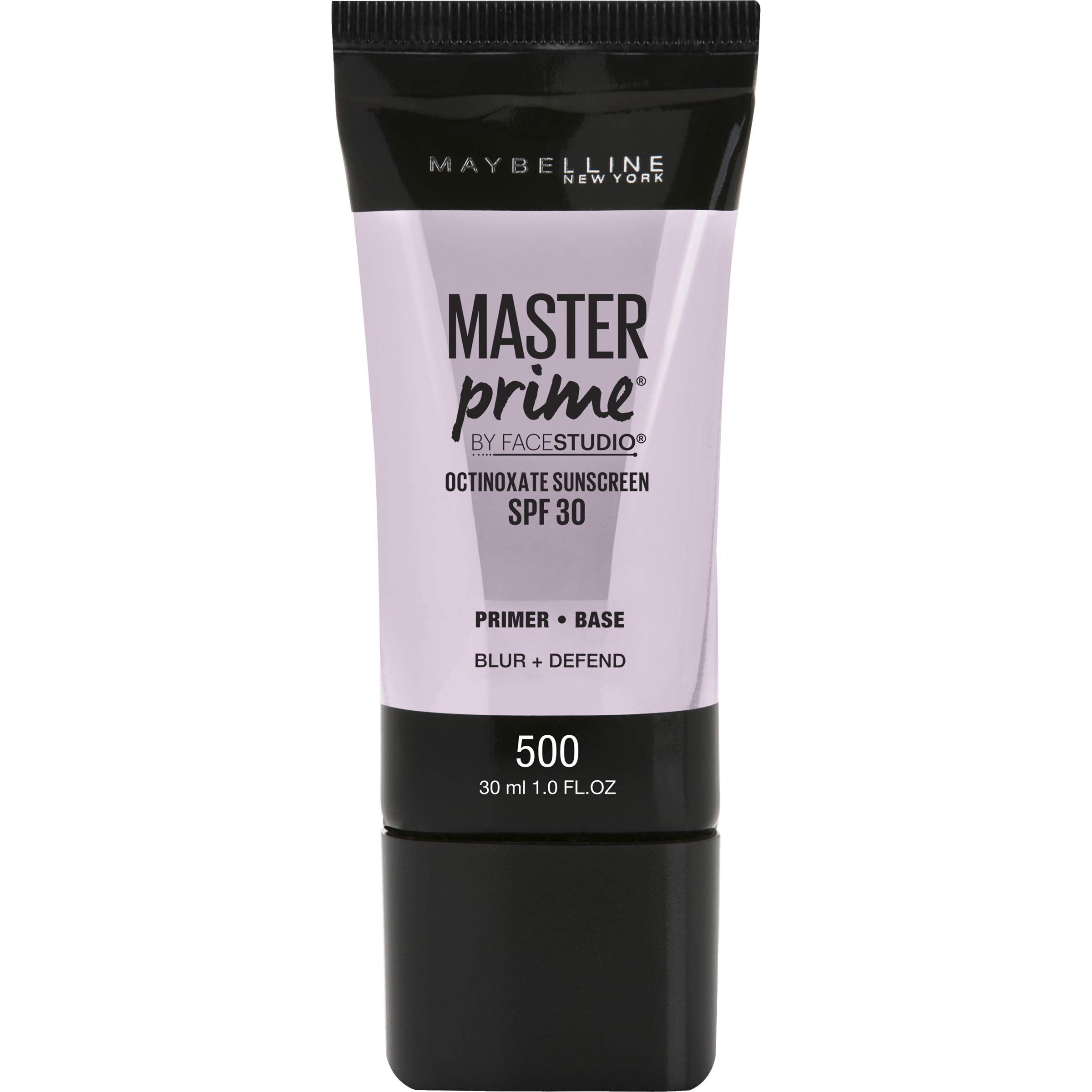 Maybelline Master Prime primer bottle showing a smooth, weightless base for flawless makeup