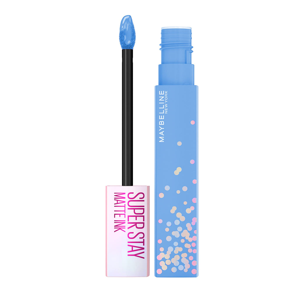Maybelline SuperStay Matte Ink Birthday Babe arrow applicator for precise one-swipe application.