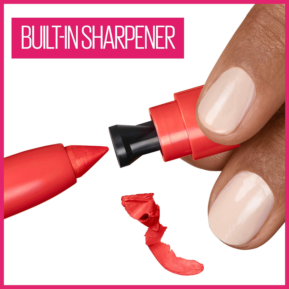 Maybelline red shade with lip liner and gloss options.