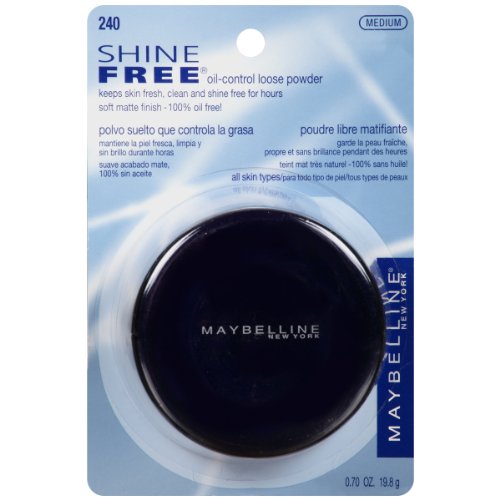 Maybelline Shine Free loose powder swatch reveals natural finish and oil control