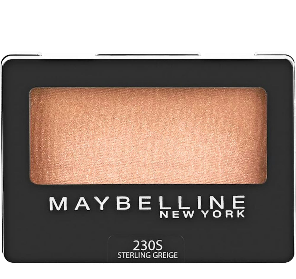 Maybelline Sterling Gray eyeshadow pan emphasizes rich pigment in a compact formula