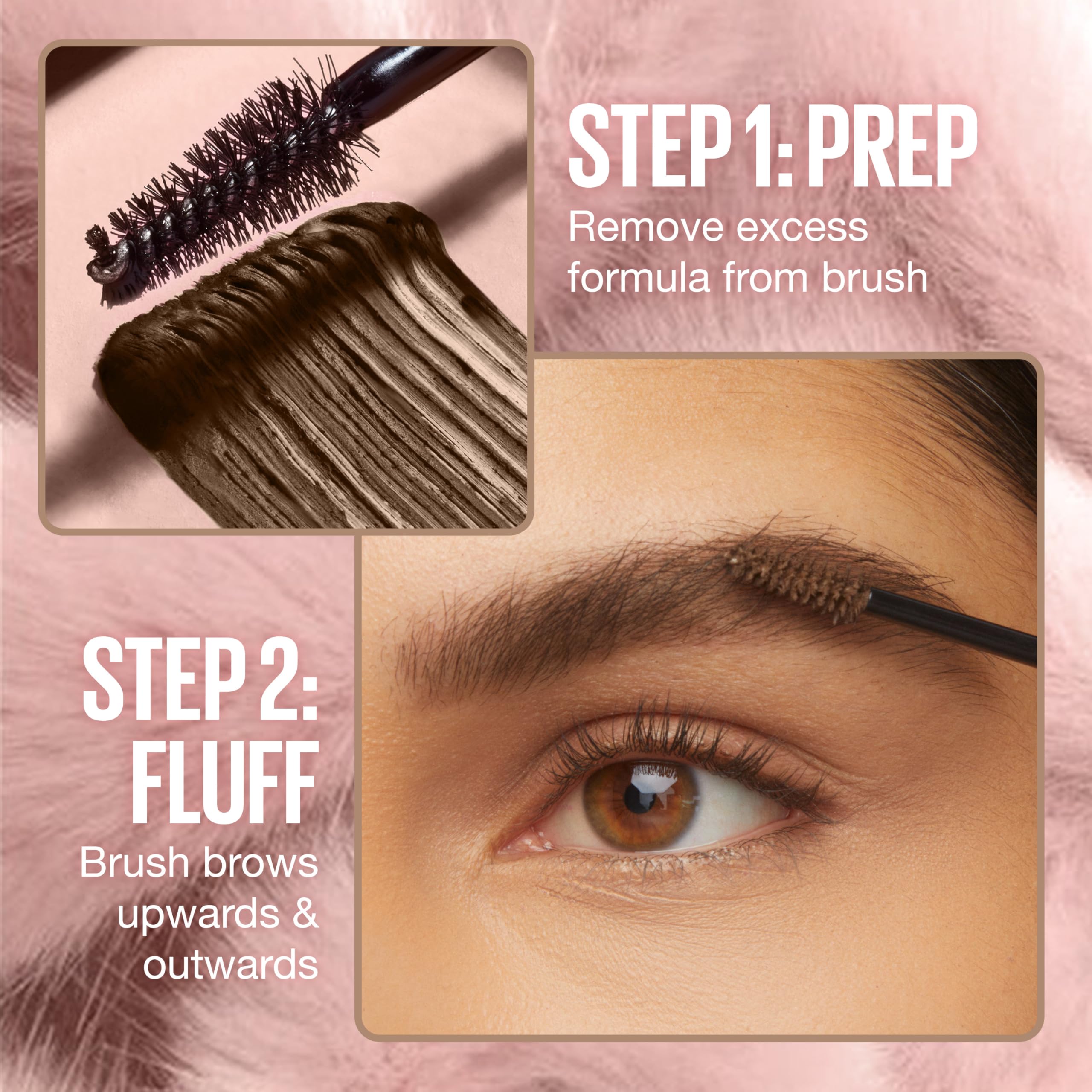 Flake resistant Maybelline Superfluff Brow Mousse on brows during the day