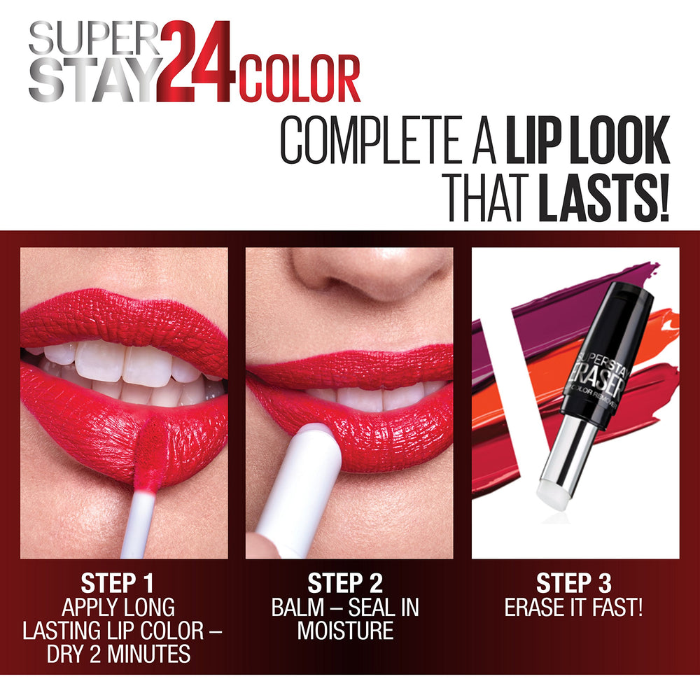 Maybelline SuperStay 24 brown lip color application on lips.
