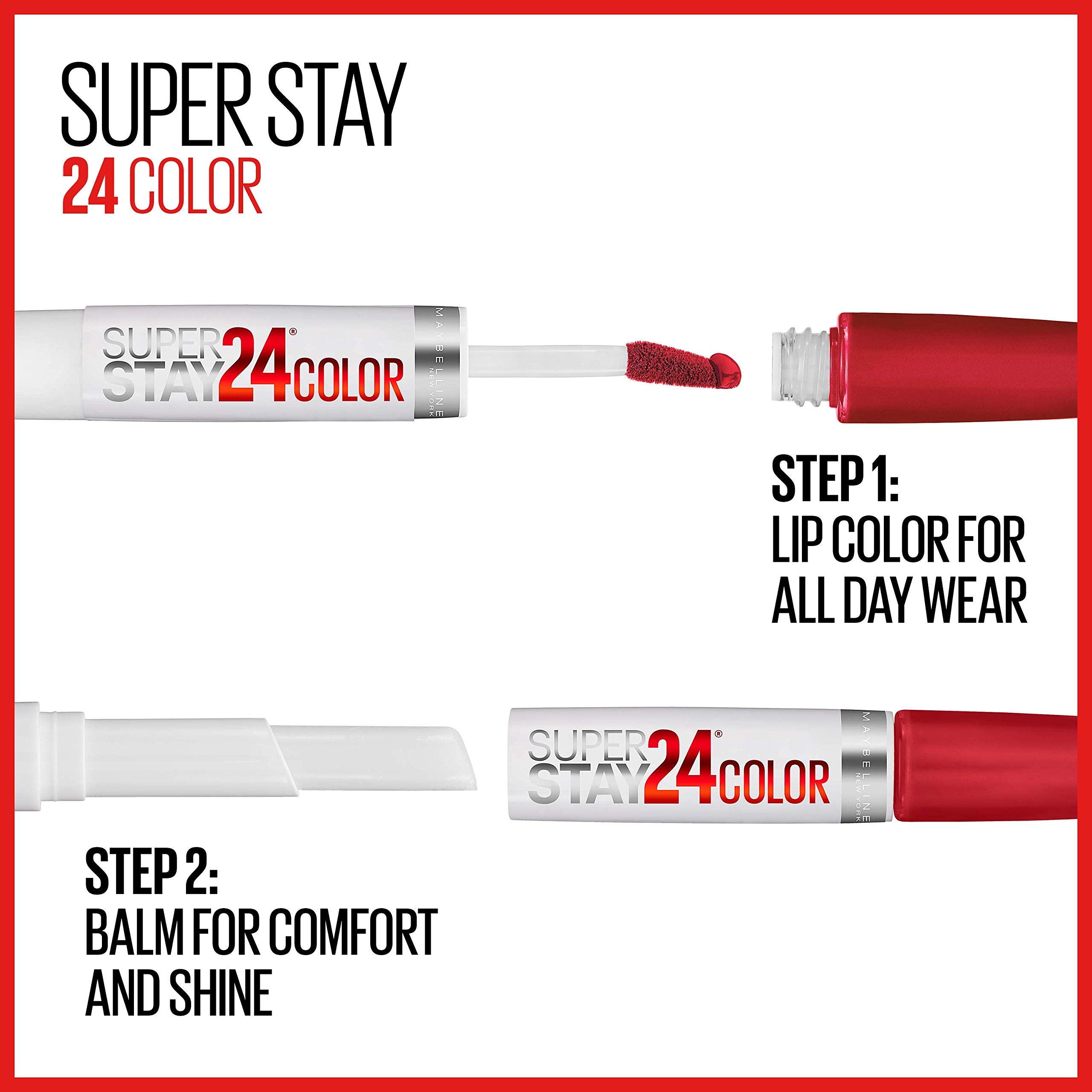 Maybelline SuperStay 24 longwear finish remains transfer-resistant through meals.