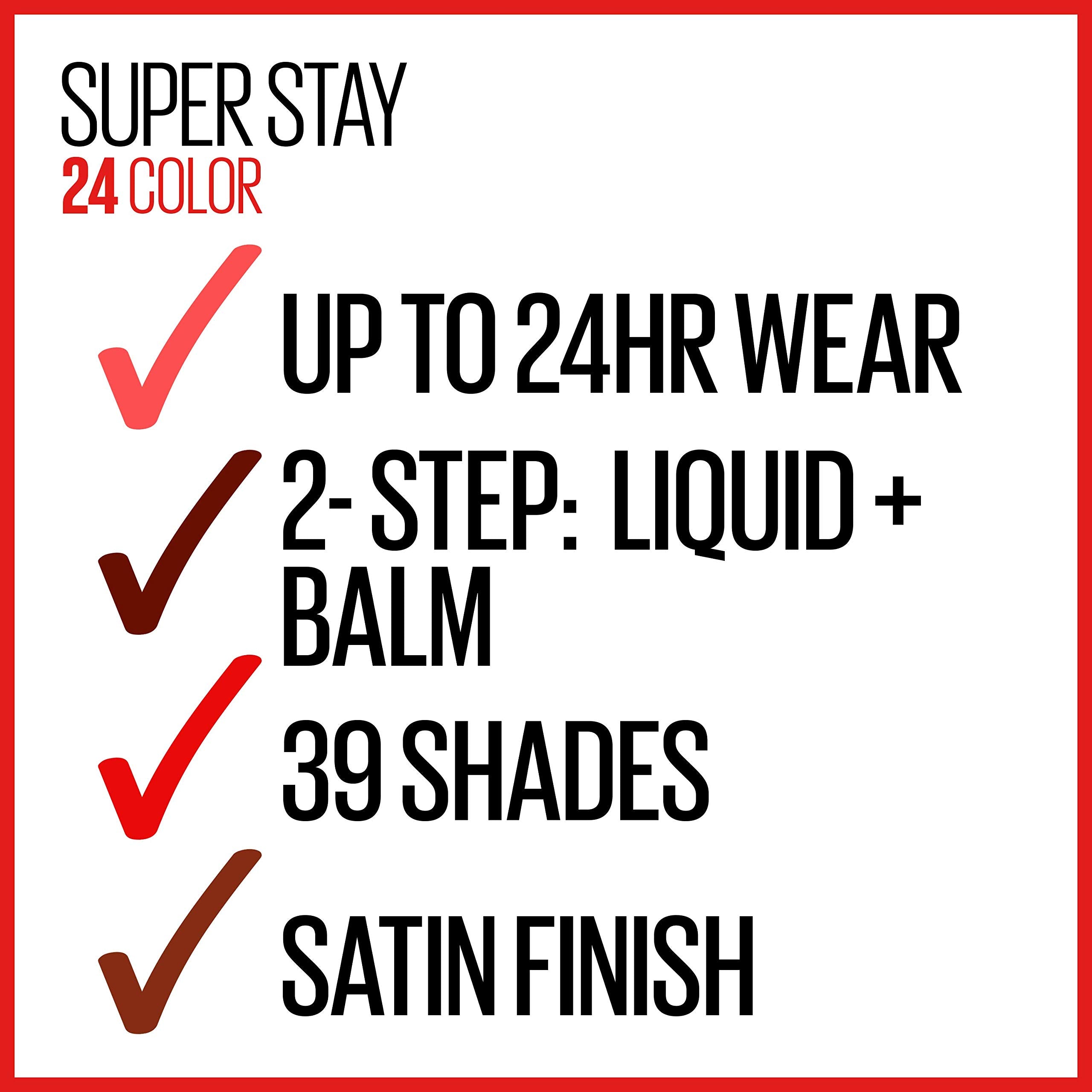 Maybelline SuperStay 24 range of shades display versatile daily color options.