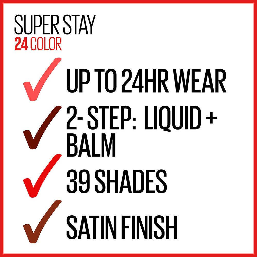 Maybelline SuperStay 24 range of shades display versatile daily color options.