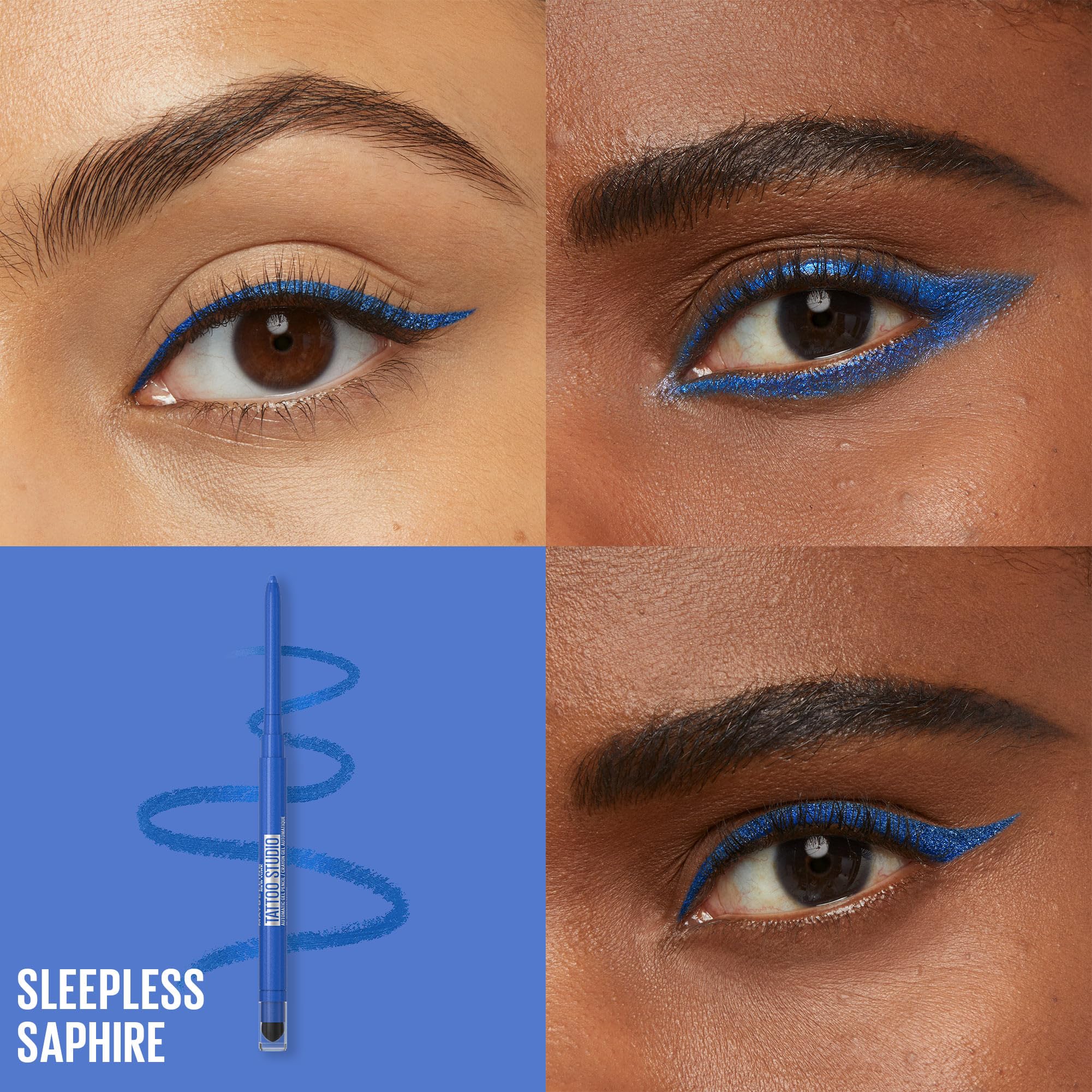 Sleepless Sapphire swatch reveals rich waterproof blue color.