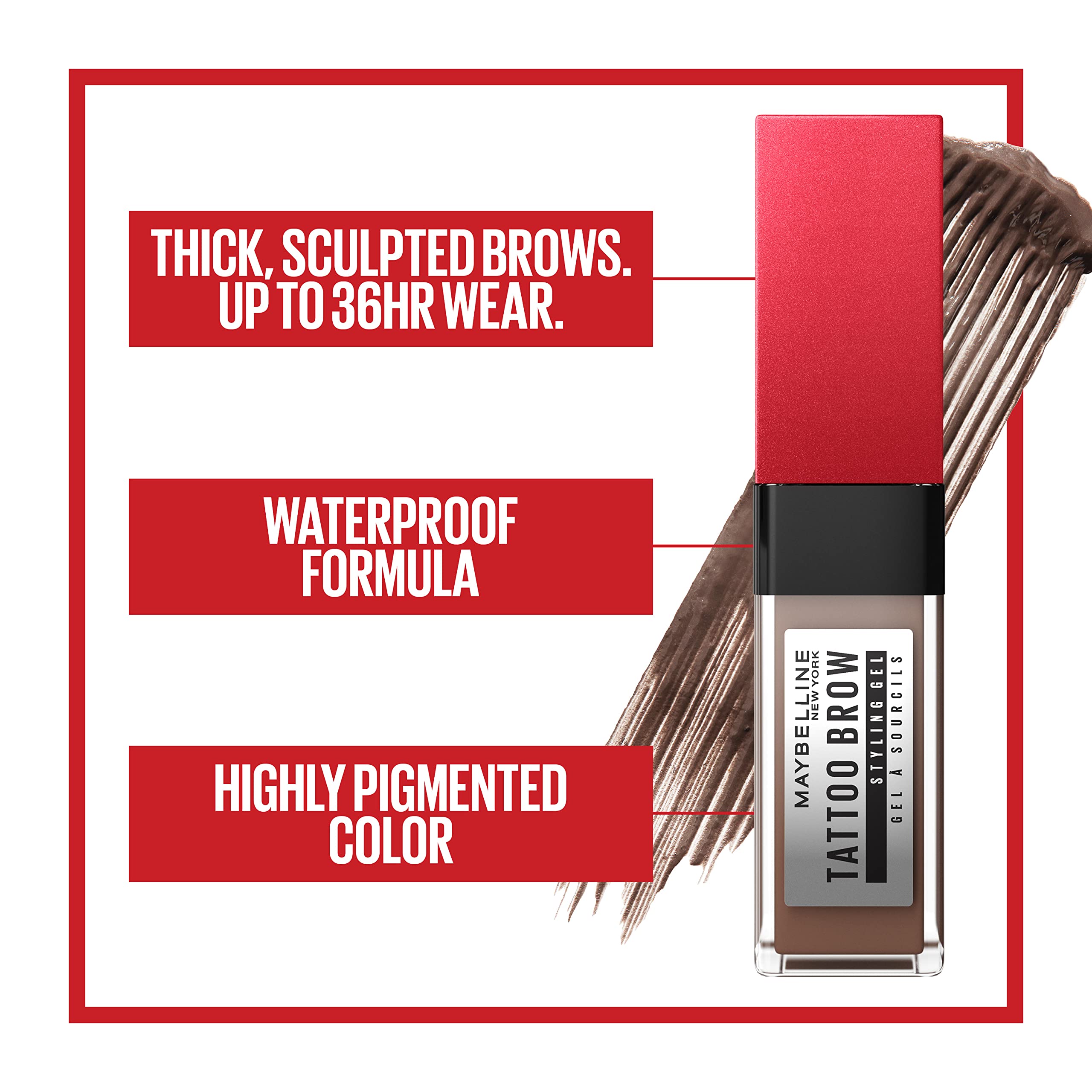 Maybelline Tattoo Studio Brow Styling Gel brush tip enables precise application.