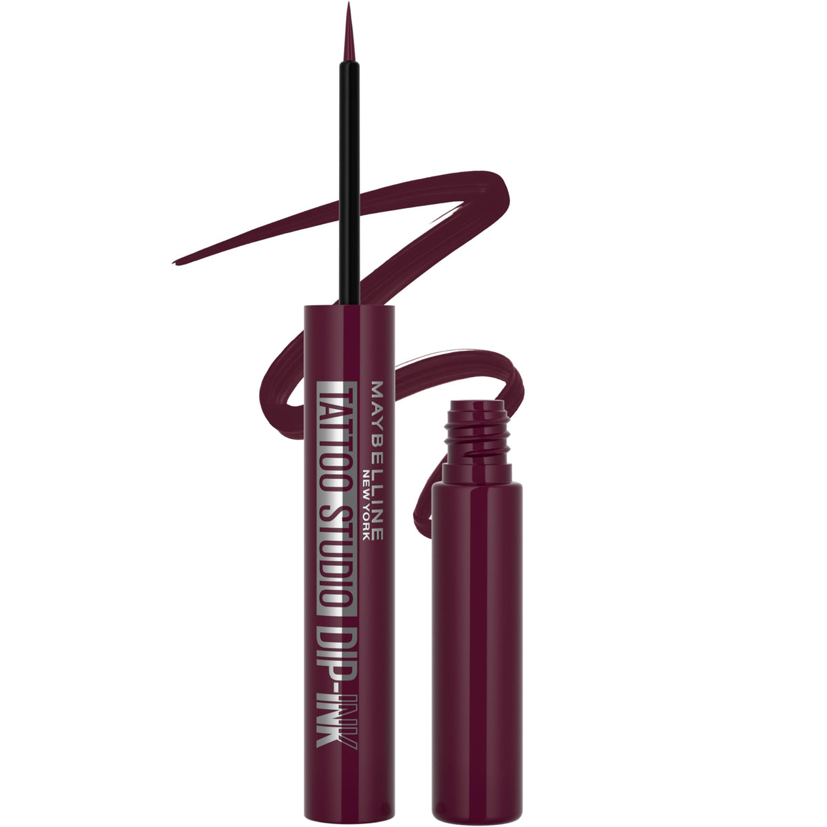Maybelline Tattoo Studio Dip-Ink Burgundy Boost bottle shows long-lasting shade.