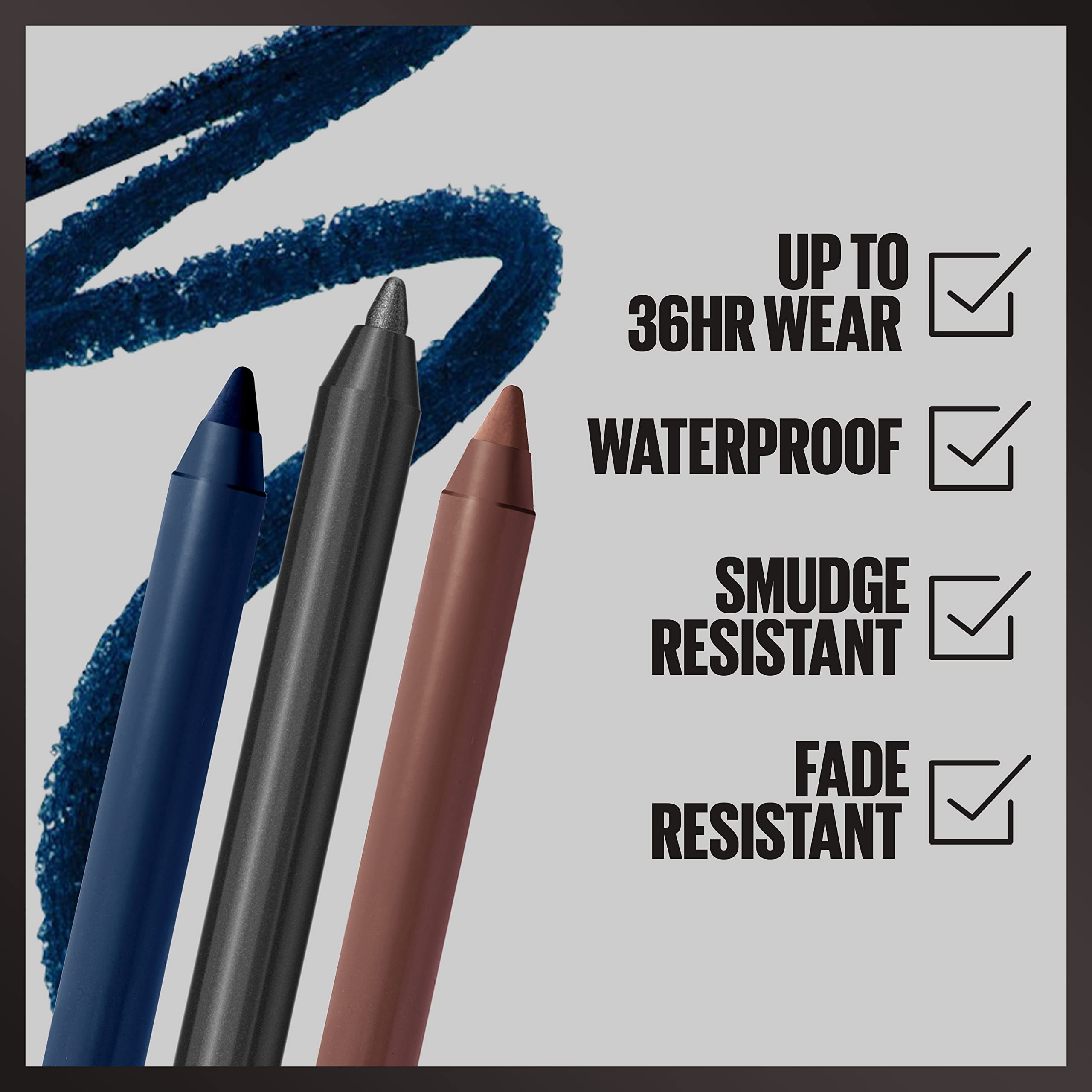 Waterproof formula resists smudging on the eyelids during activities