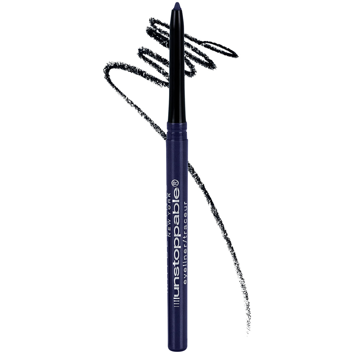 Maybelline Unstoppable Sapphire eyeliner swatch for a vibrant, smudge-resistant blue eye look.