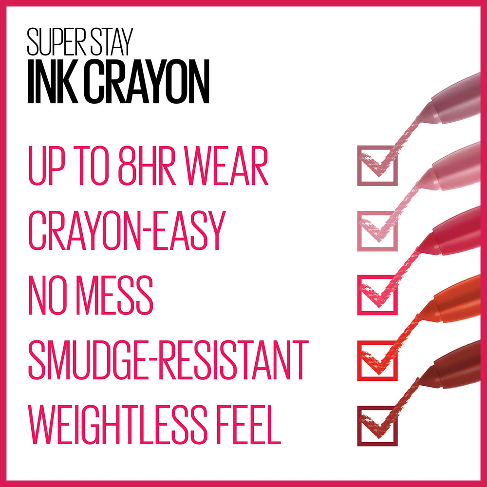 Maybelline lip crayon enables versatile matte looks.