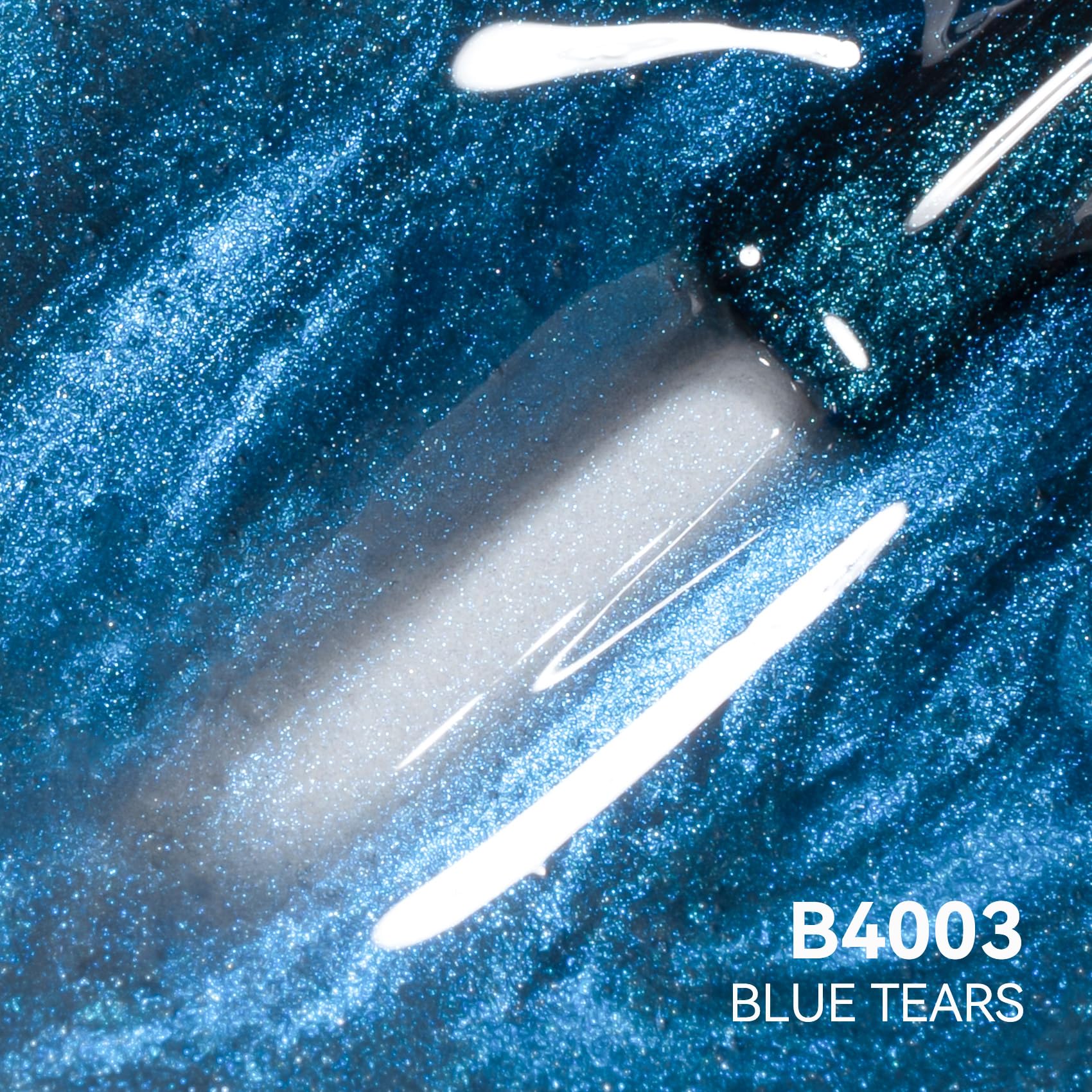 MAYCHAO Blue Tears swatch reveals dual-tone depth and iridescent glow.