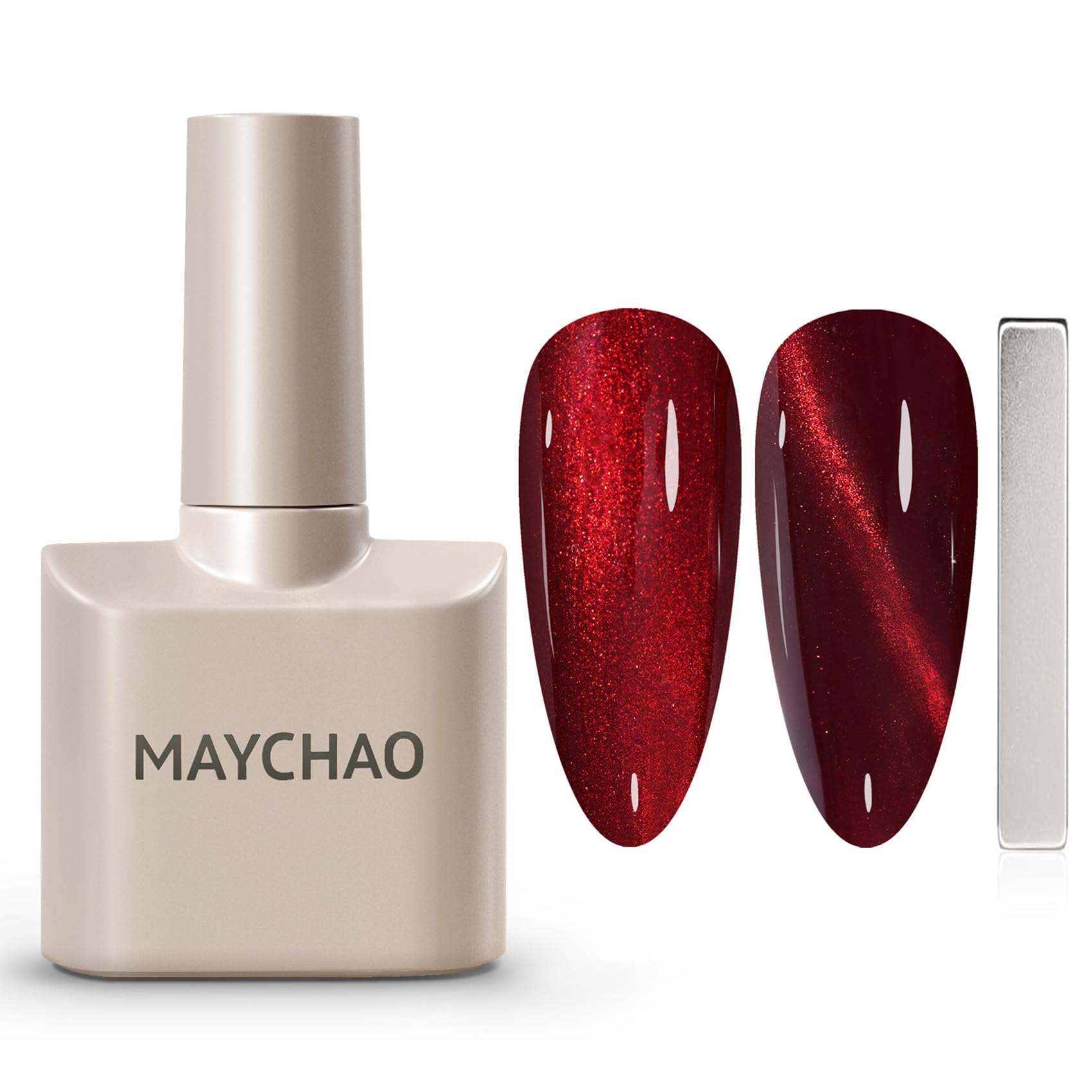 Maychao cat eye burgundy bottle showcases magnetic shimmer for chic nails