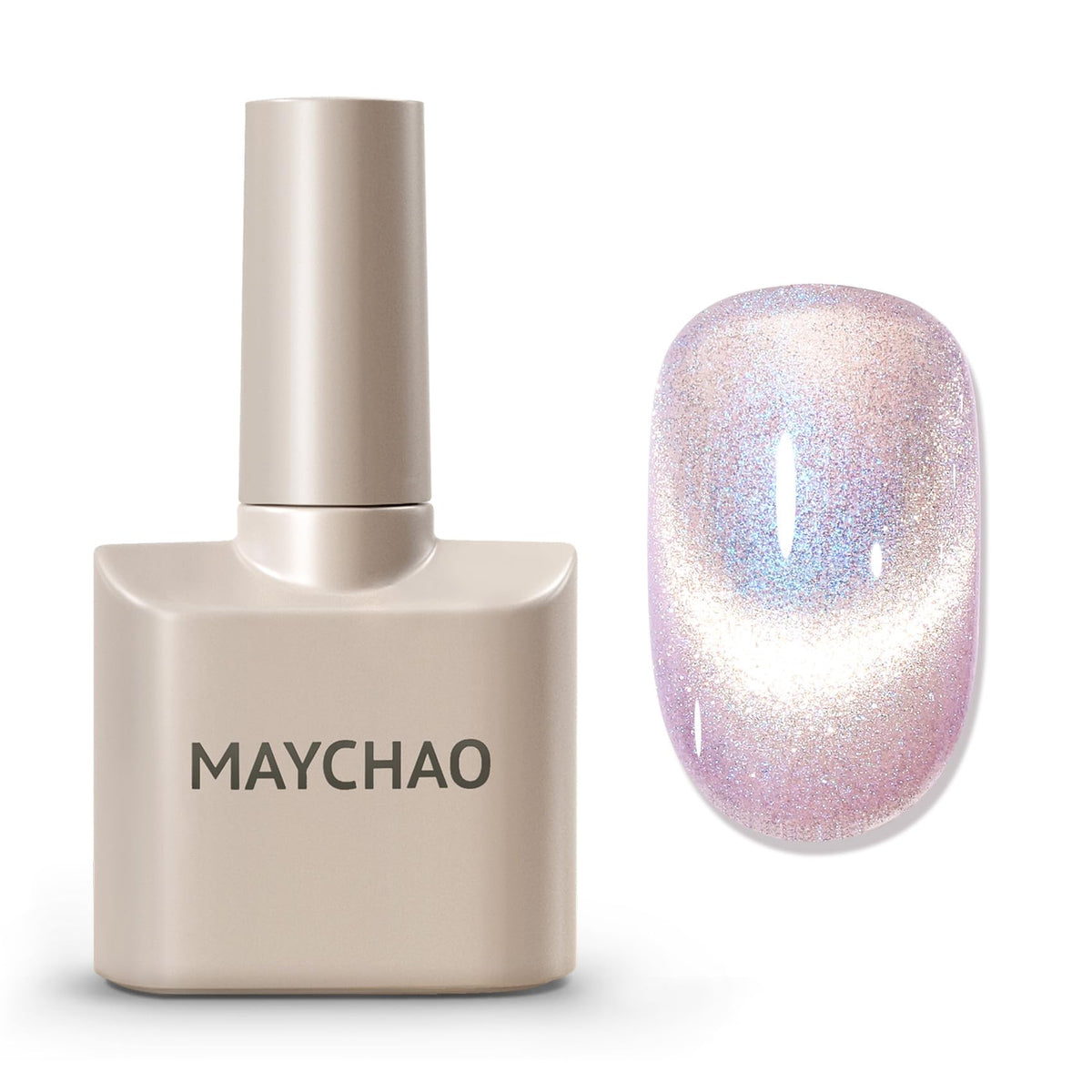 Maychao Aurora Mermaid cat-eye gel polish swatch with holographic shine