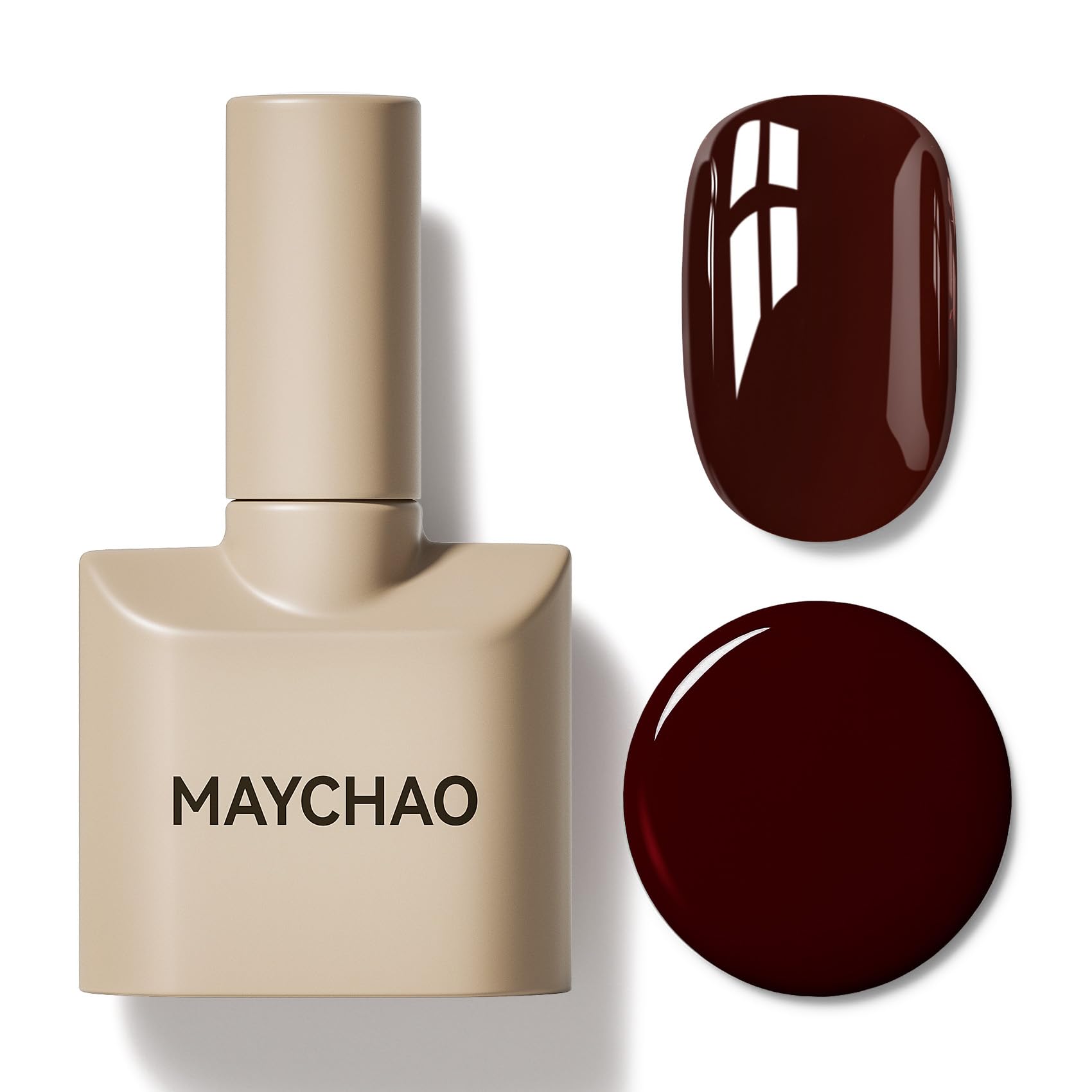 MAYCHAO Deep Cherry Red gel polish bottle ready for a long-lasting manicure.