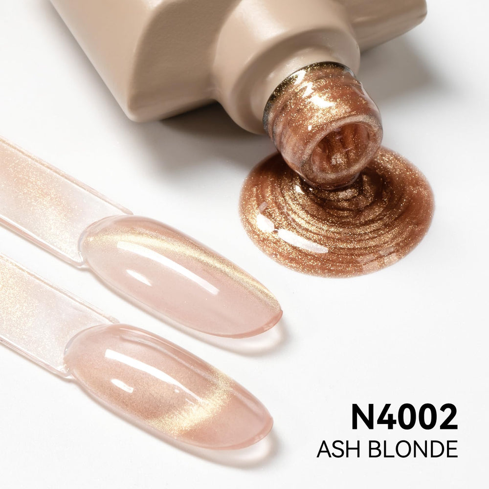 MAYCHAO golden pink magnetic pigment swatch creates dramatic cat-eye gradient