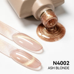 MAYCHAO golden pink magnetic pigment swatch creates dramatic cat-eye gradient