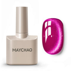MAYCHAO hot pink cat eye bottle with magnetic shimmer for dramatic nails.