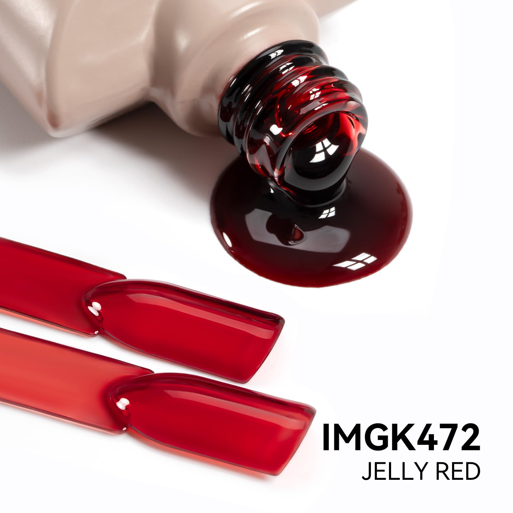Maychao jelly red gel polish brush applying on nail