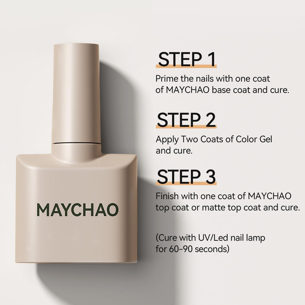 Maychao jelly red gel polish with glossy finish after cure