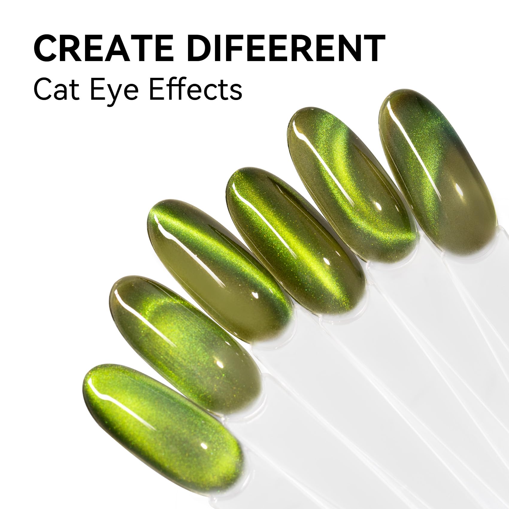 MAYCHAO magnetic wand demonstrating cat-eye movement on swatch
