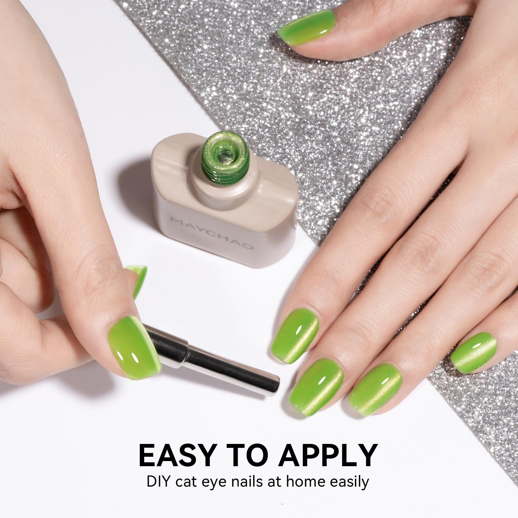 At-home MAYCHAO nail art setup for DIY manicure