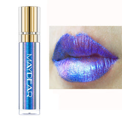 Maydear Chameleon Lipstick Blue Cyan 03 delivers bold color that shifts with light.