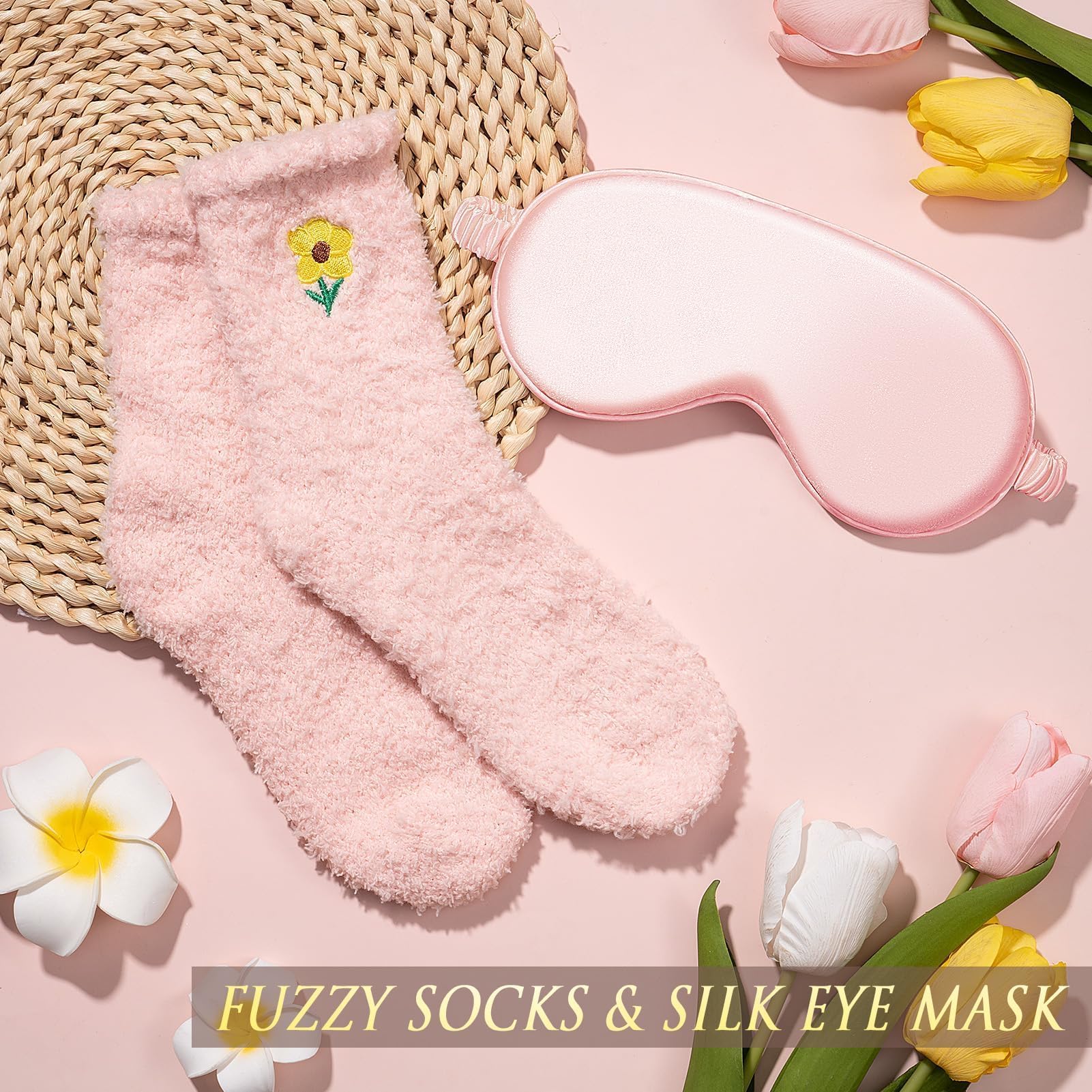 MAYICIVO fuzzy socks offer cozy warmth during spa moments at home.